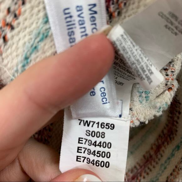 Lucky Brand Striped Terry Pullover Raglan Cream/Red/Blue Sleeve Top - Picture 7 of 9